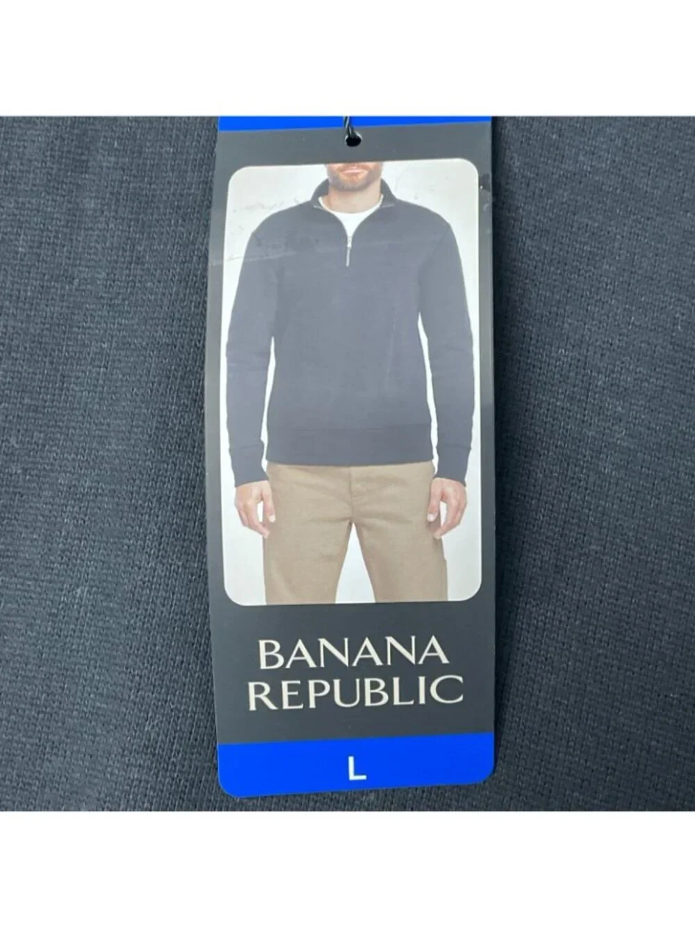 Banana Republic Men's L Black Half-Zip Pullover Polo Sweatshirt e1306